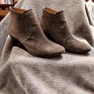 Jack Rogers Emery Wedge Booties Dark Grey Suede Leather 8.5 Western